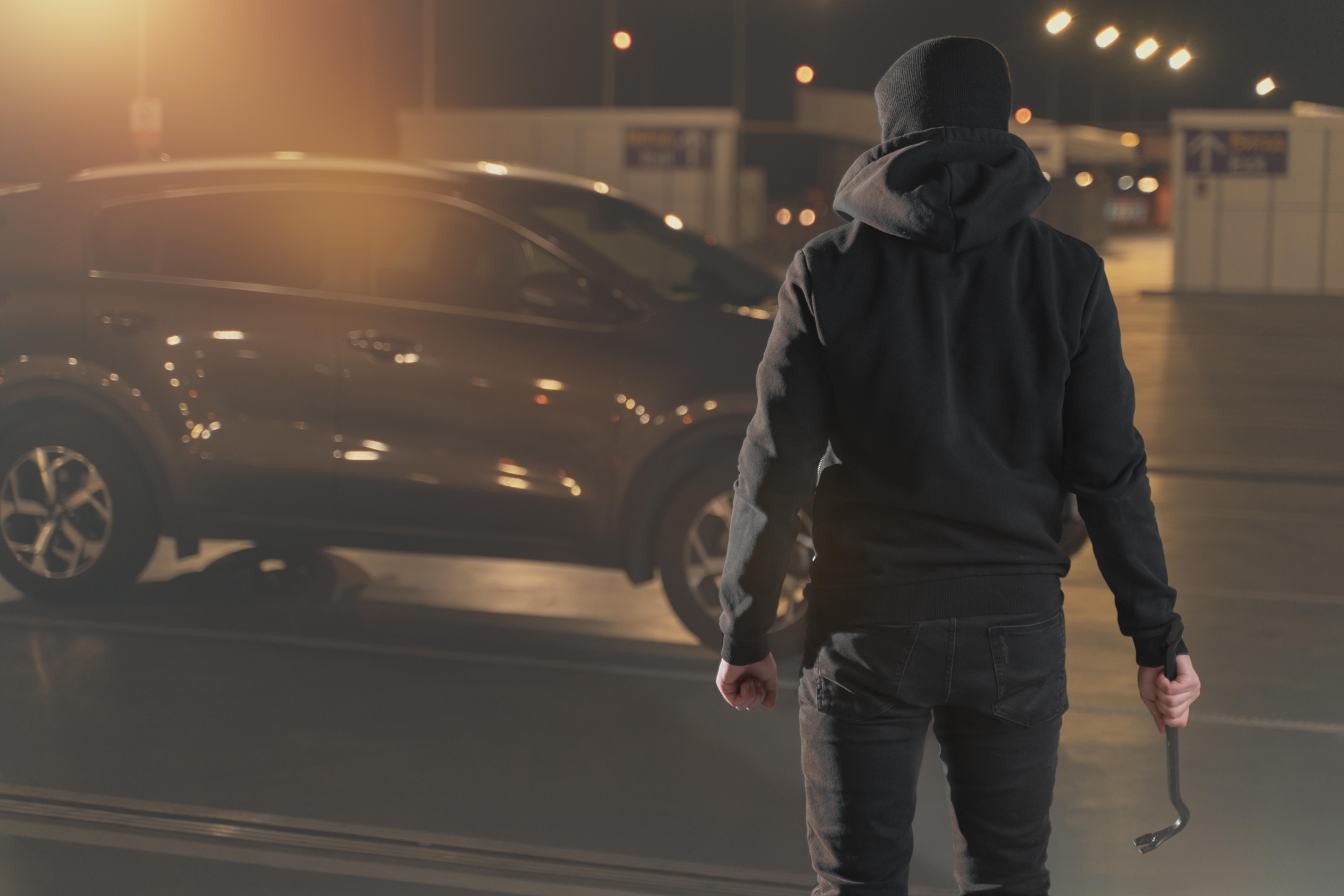 Close Up Man Trying Break Into Car