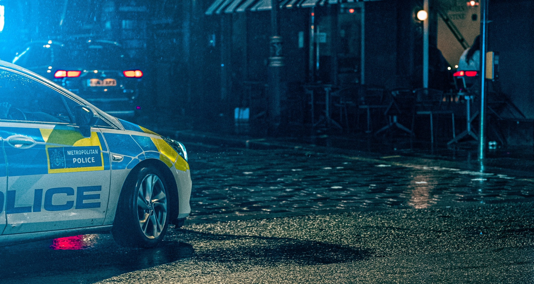 a police car parked on the side of the road