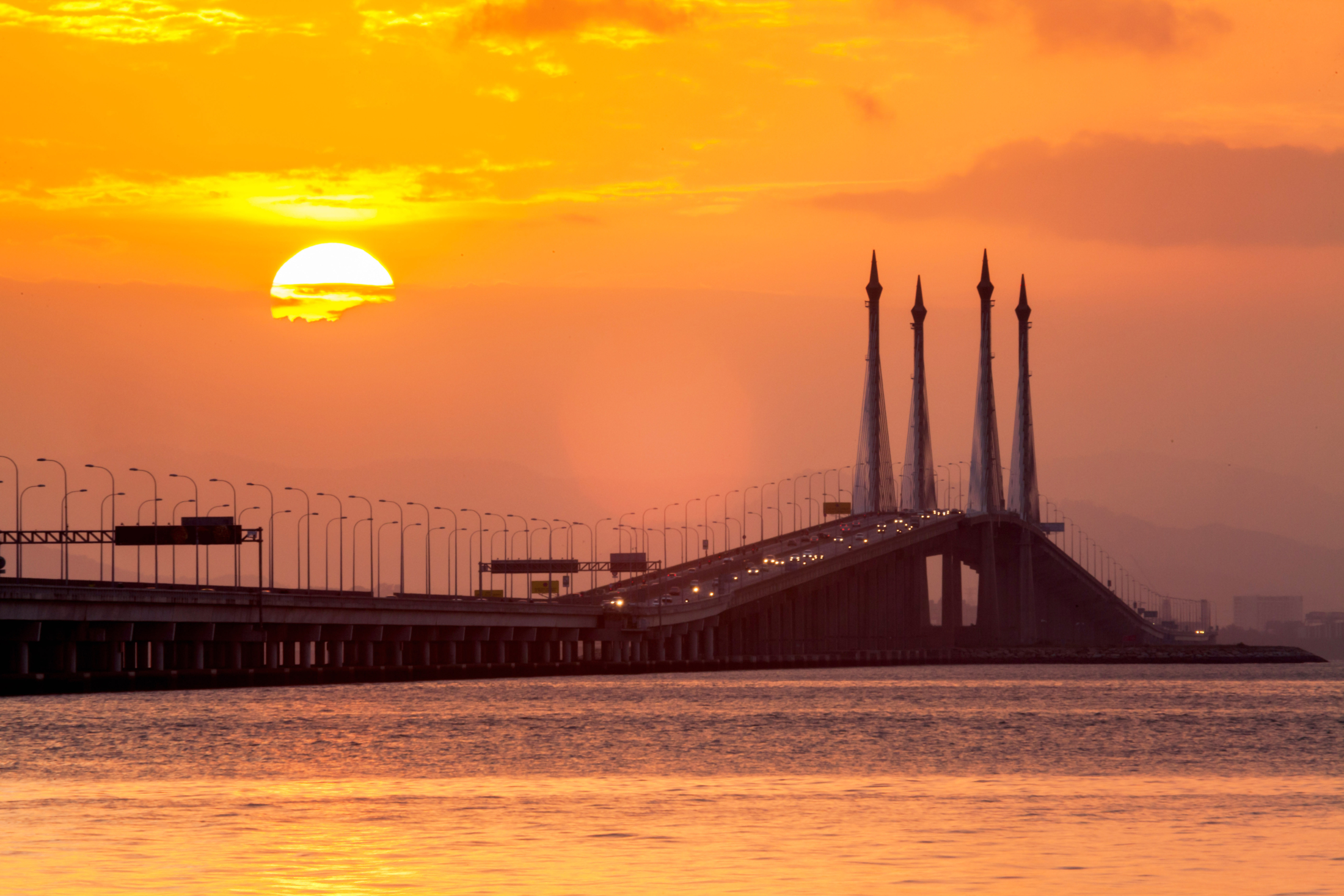 Concrete,bridge,view,during,sunrise,as,background